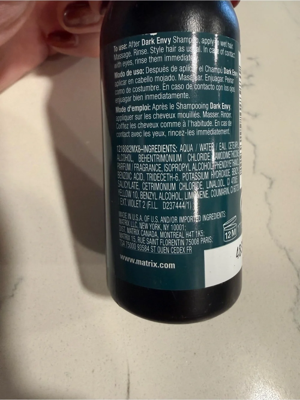 Matix Dark Envy Mini Shampoo Bottles in Black with Teal Accent